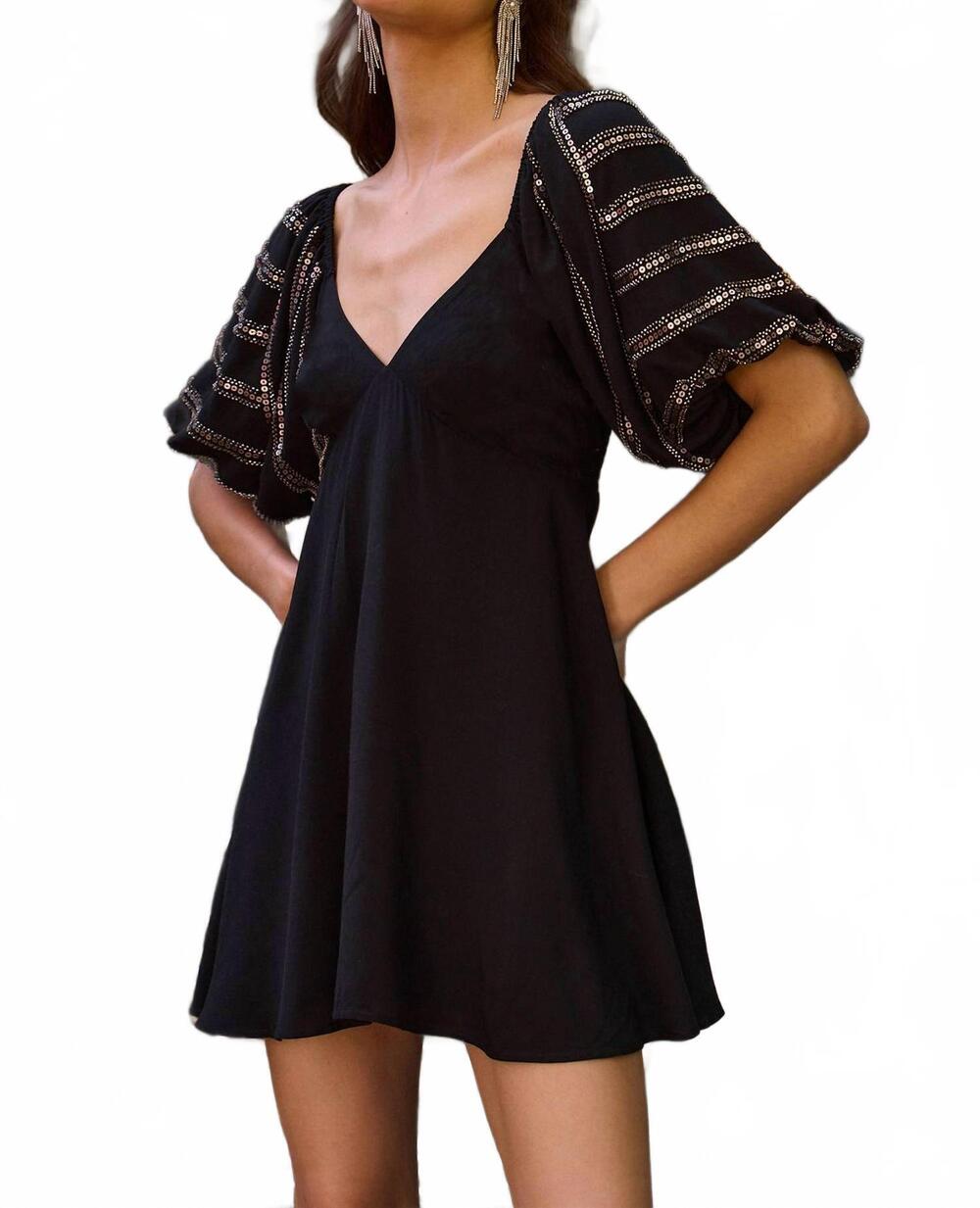 NEW SALTWATER LUXE rossy mini dress in black
